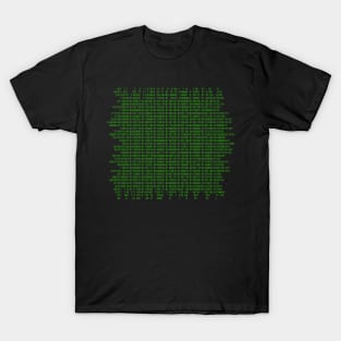 Binary numbers pattern in green T-Shirt